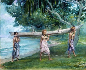 Mädchen  die ein Kanu Vaiala in Samoa John LaFarge Ölgemälde